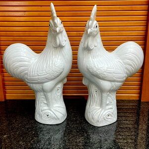 Ceramic Roosters with stamp on bottom. Perfect condition